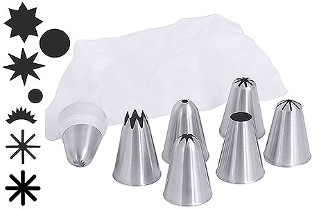 Set Loch- & Sterntüllen Edelstahl + Spritzbeutel